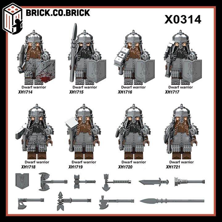 Dwarf The Hobbit Đồ chơi Lắp ráp Mô hình Chiến binh Quỷ tộc lùn Lord of the Rings Minifigure Trung Cổ X0314