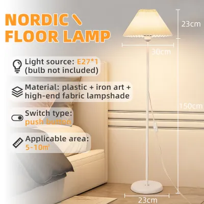 Floor Lamp Nordic Three-dimensional Folding Lampshade Pleated Fabric Bedside Lamps for Bedroom Bedhead Living Room Sofa Office Corner Study Room Decorative Lighting