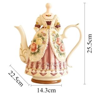 xpkQ Hand Painted Relief Rose Coffee Pot Ceramic Teapot Elegant Luxury Teapots Aesthetic Retro Coffee Pots with Lid Tea Tableware 7P3H9