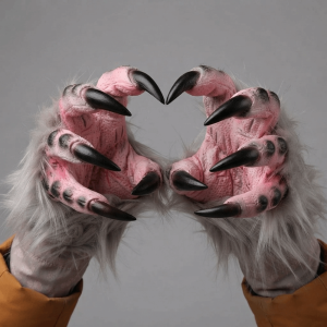 SEJUE4373 Latex Halloween Gloves Realistic Creepy Werewolf Hands Party Props Durable Cosplay Mittens Adults