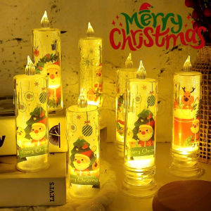 Nến Điện Tử Trang Trí Noel 15cm - KÈM 6 VIÊN PIN NÚT Đèn Led In Hình Trang Trí Giáng Sinh