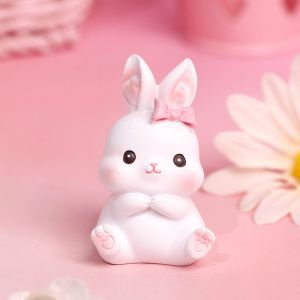 ER52858 DIY Ornaments Cute Bonsai Model Easter Bunny Cake Accessories Car Interior Accessories Animal Model Simulation Rabbit Home Decoration Party Dessert Decor Figure Toys Resin Rabbit Figure Bunny Cake Decoration