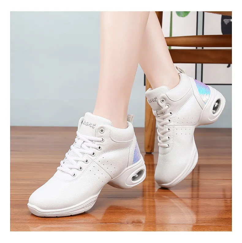 DOSREAL Fashion Sneakers Professional Women Dance Shoes Leather