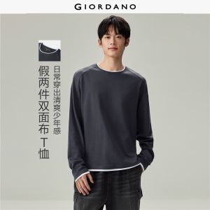 Giordano Beau Monde Men Fake two-piece long sleeve tee Free Shipping 13026621