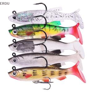 💖【Special price】💖ERDU T-tail Soft Bait Package Lead Bait Bait Set 7.5cm 12g Fishing Cocked Mouth Bass Bionic Double Hook Road Sub-bait