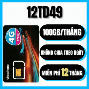 ( 100GB 1 THÁNG ) Sim Vina 4G GÓI 12TD49 data TỐC ĐỘ CAO Miễn Phí Trọn Gói 1 Năm Không Phải Nạp Thẻ - BẢO HÀNH 1 ĐỔI 1 FREESHIP - CHƯA KÍCH HOẠT