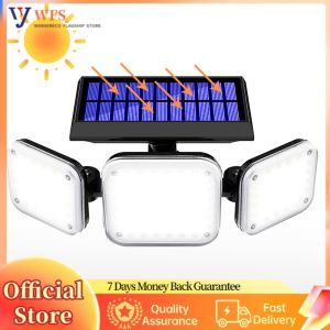 Solar Powered Outdoor Flood Light 112 LED Motion Sensor 3 Head for Yard Garden Garage 6000K Cool White