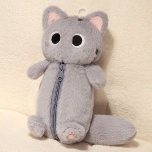 Cartoon Siamese Cat Plush Pencil Case Kawaii Big Eye Large Capacity Stationery Storage Bag Coin Purse Doll