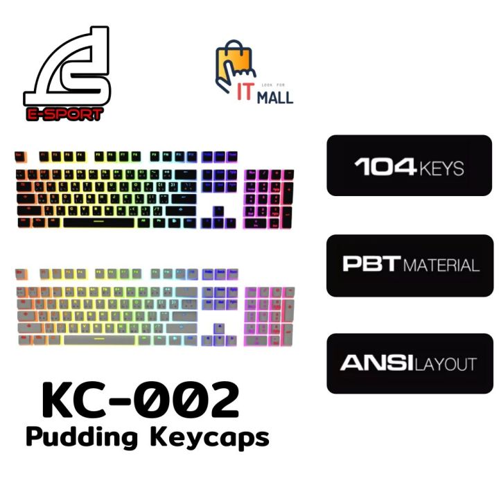 KEYCAPS (Thai-Eng) SIGNO Pudding Key KC-002 Double-Shot 104KEY มี 2 สี ...