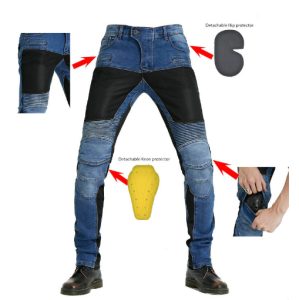 For KOMINE PK-719 Motocross Mesh Denim Jeans Motorcycle Dirt Bike MTB Riding Racing Pants With Hip And Knee Pads