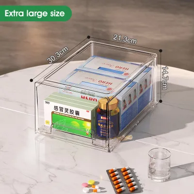 【SG】HXR Transparent Acrylic display box Large Capacity Stackable Medicine chest Dustproof Figure Drawer Storage Box for Home 收纳盒