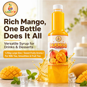 LASAPOP Mango Flavored Syrup 1.25kg For Milk Tea Smoothies Desserts Commercial Size