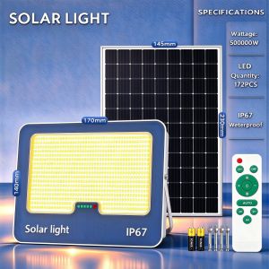 KKSKY Buy 1Take 1 Solar Street Light 800000W with solar panel Original Solar Flood Light Waterproof Solar Lamps Heavy Duty Waterproof IP67 LED Light with Remote Control Motion Sensor Human Sensor Outdoor Lighting for Rural For Yard Rural 5 Years Warranty