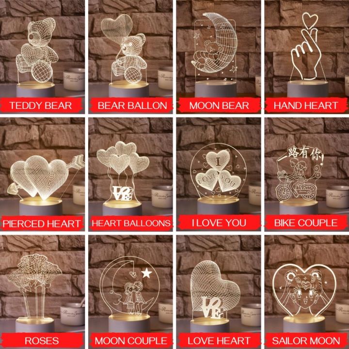 WEDDING SOUVENIR LOVE HEART COUPLE Designs Acrylic 3D