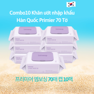 Combo 10 Gói Khăn Ướt Bebesup Primier 70 Tờ Hàn Quốc Dùng Cho Da Nhạy Cảm