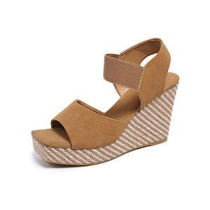 Free Shipping Square-Toe Elastic Strap Wedge Sandals 2026 Summer New Collection Thick-Soled Platform Open-Toe Roman Sandals For Women