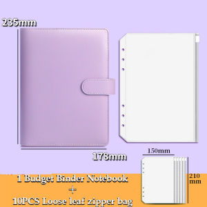 A5 Leather Budget Binder 10PCS Loose Leaf Zipper Bag Cash Savings Wallet Collect Book Photocard Binder