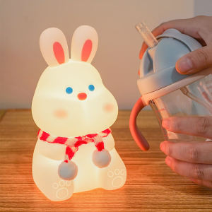 New rabbit led night light silicone pat colorful small night light USB charging bedroom soft light sleep lovely bedside with sleeping atmosphere desk lamp girls gift
