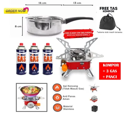 Kompor Camping Kotak Mini Portable Gas Camping Alat Masak Camping Gunung Dengan Paket Gas Portable