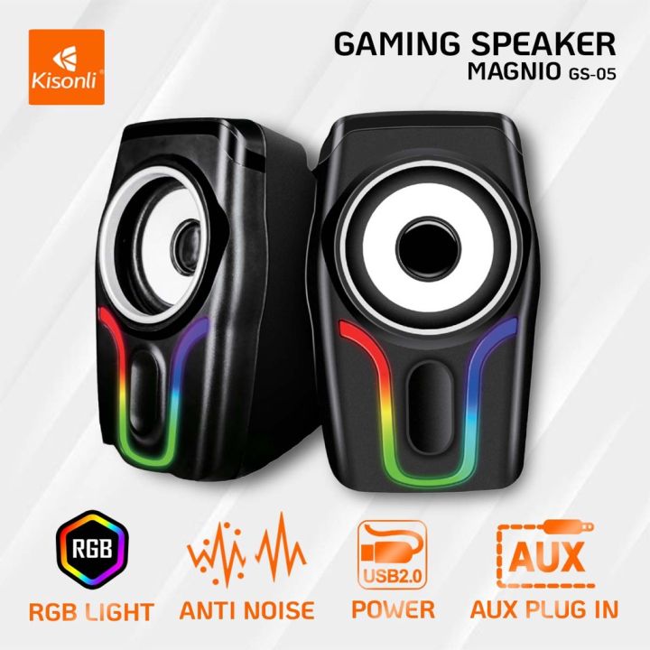 KISONLI x INBOX Speaker Laptop Gaming ColorTunes Magnio GS-05 Clear Sound Dual Bass