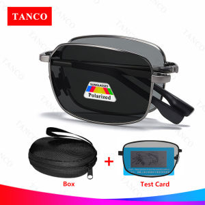 TANCO 2058 Photochromic Polarized Folding Sunglasses for Men Driving Fishing Eyewear Anti-Glare Anti UV Auto Change Color Foldable Sunglasses