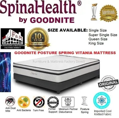 Goodnite SpinaHealth Vitania Posture Spring Mattress (Single/Super Single/Queen/King) (10 Years Warranty) Tilam