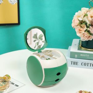 Multi compartments organizer storage box with mirror for jewelry