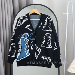 dino cardigan rajut wanita jumbo korean style/baju cewek outfit keren/kardigan rajut dewasa korea style/ootd wanita hijab outfit/atasan wanita remaja ootd/baju rajut wanita terbaru lengan panjang/outer wanita korean style/jaket rajut korean style