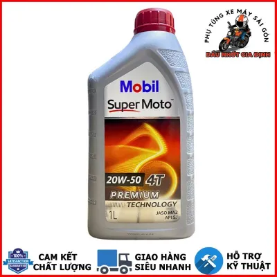 Nhớt Mobil Super Moto 20W50 dành cho xe số tay côn - Nhập khẩu Singapore [Mua 5 tặng 1 phểu]