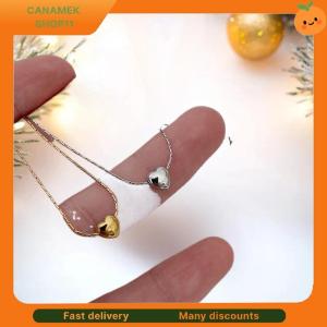 ❣️❣️❣️ 2 Pieces Set Fashion Mini Cute Heart-shaped Pendant Necklace Earrings For Sweet Girl Non-Fading Titanium Steel Choker Ear Studs