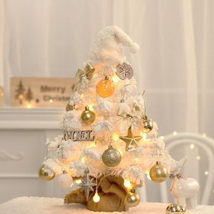 Minimalist Korean 50CM White Mini Desktop Christmas Tree With Lights Home Decoration Luxury Desktop Aesthetic Small Christmas Tree for Table