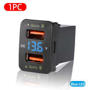 Dual QC3.0 USB Port Car Charger for Toyota 36W Quick Charge DC12V-24V Power Adapter Charging Socket LED Voltmeter