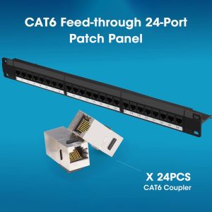 ZOERAX 24 Port Cat6 Cat5e RJ45 10Gbps Keystone Patch Panel 19 Inch 1U Rack Mount with Cable Management Bar