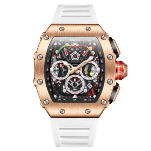 Bold Chronograph Watch with Silicone Strap – Luminous Dial Waterproof & Luxury Box