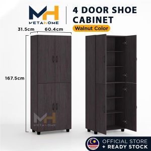 METAHOME 4 Doors Shoe Rack Shoes Cabinet Almari Kabinet Dapur Bertutup Kitchen Cabinet Sideboard Multipurpose Storage Rack Pantry