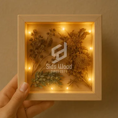SidsWood [3D10] Bingkai 3D Kayu Akrilik 10x10 cm Bingkai Kayu Untuk Mahar Bingkai 3D Jati Belanda Figura Kayu Frame Mahar Kotak Mahar