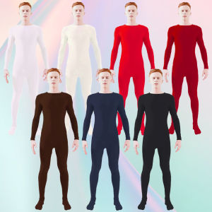New half-pack leaking onesie zentai solid color clothes stage performance costumes halloween tights holiday gifts