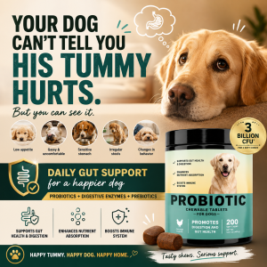 Pet Saver Hub Dog Probiotics + Prebiotics & Digestive Enzymes | 3 Billion CFU | 200 Soft Chews | Chicken Flavor | Gut & Digestive Support for Dogs