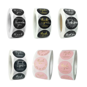500pcs Thank You Sticker Gold Silver Foil Seal Label for Small Shop Wedding Gift