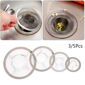 🔥🔥【IN STOCK】3/5pcs Bathroom Kitchen Sink Mesh Strainer Hair Catcher Drain Protector Anti Clog Trap Stopper Drain Hole Filter Stainless Steel