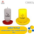 tempat pakan ayam 1kg dan tempat minum ayam 1liter  ( satu paket dari medion ). 