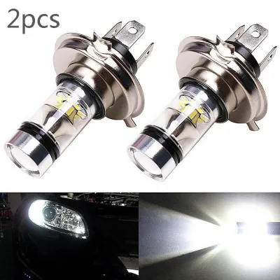 หลอดไฟ h4 led หลอดไฟ LED 100W H4 8000K 20 LED สีขาวสองหลอดหลอดไฟหน้าสูงต่ำโคมไฟส่องแสง2ชิ้น/เซ็ต ไฟหน้า รถยนต์
