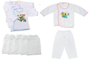 Bộ 5 áo bác sĩ Sơ Sinh Tay Dài + 5 quần dài Trắng Cho Bé 0 - 3 Tháng( 2.5kg - 12kg)