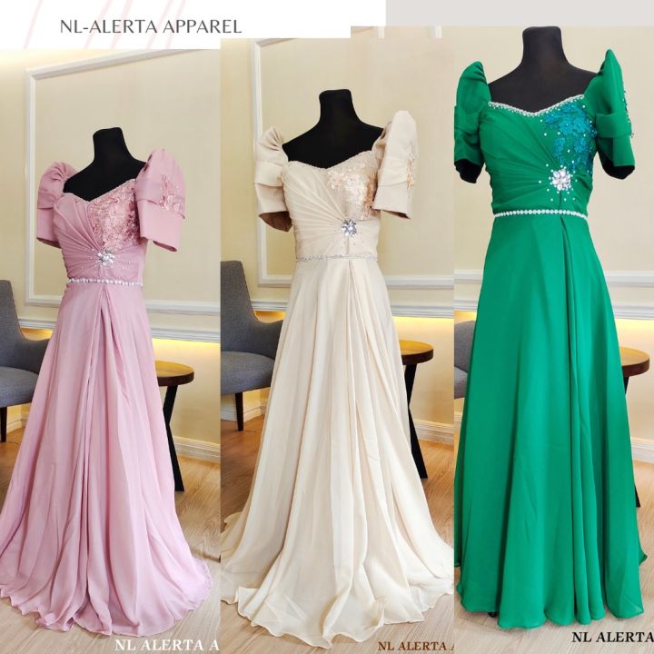 MESTIZA GOWN FOR WOMEN Color Golden Yellow Beige Emerald Old Rose Lazada PH