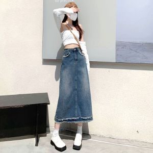 Denim skirt ladies fashion high waist long skirt using NY fabric fashionable jeans skirt