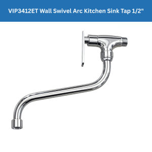 VIP Wall Swivel Arc Kitchen Sink Tap 1/2 Inch Chrome Wall Mount Water Tap Kitchen Faucet