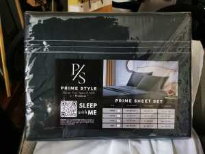 Premium Bedsheet 4-Piece in 1 Set Microfabric Hotel High-Quality (Purple Grey & White)