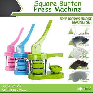Printleaf Bundle Set 50mm Fridge Magnet Press Set w/ 100 sets Fridge Magnet 2x2 Square Button Press Machine