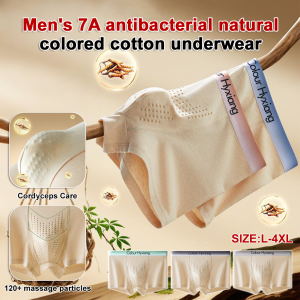 7A Cordyceps Mens Underwear Antibacterial Printed Mens Boxer Briefs Seamless Ice Silk Shorts