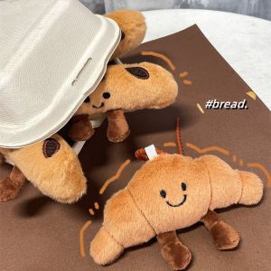 SAND ATTEND63SA3 Plush Croissant Keychain Soft Stuffed Toy Doll Keyring Creative Bag Decoration Backpack Pendant